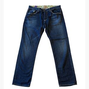 Rich & Skinny Button Fly Dark Blue Straight Jeans With Metal Stud Details